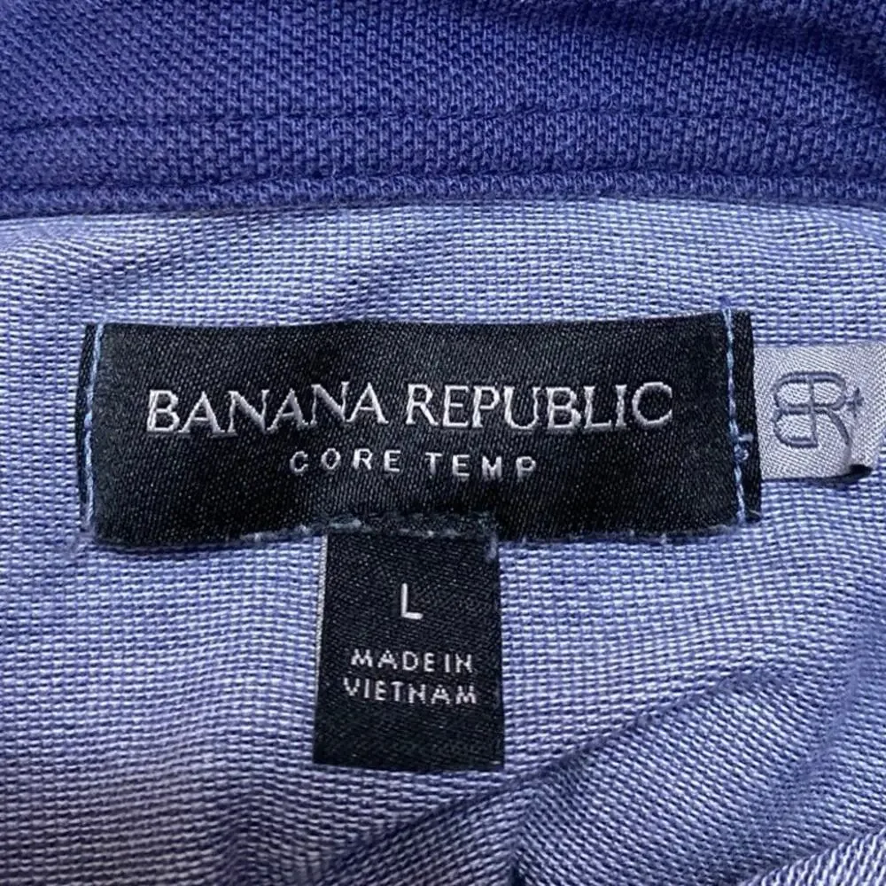 Banana Republic Men's Blue Short Sleeve Core Temp Knit Polo Shirt Top Size L